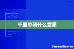 千里单骑什么意思