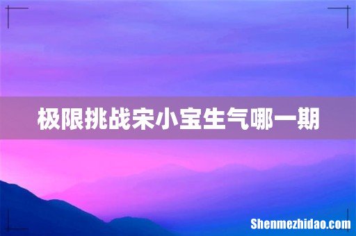 极限挑战宋小宝生气哪一期