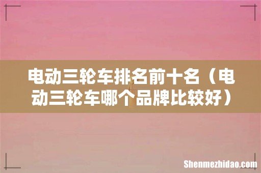 电动三轮车哪个品牌比较好 电动三轮车排名前十名