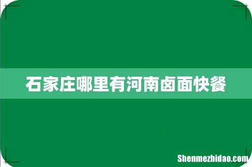 石家庄哪里有河南卤面快餐
