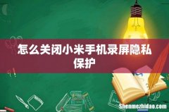 怎么关闭小米手机录屏隐私保护