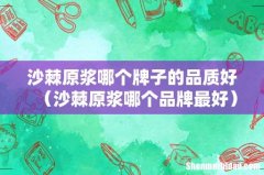 沙棘原浆哪个品牌最好 沙棘原浆哪个牌子的品质好