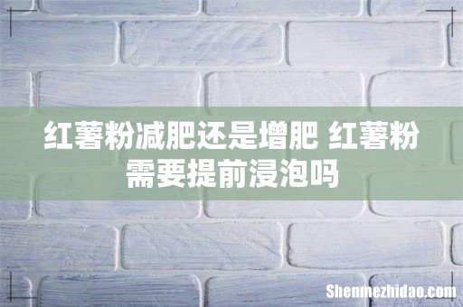红薯粉减肥还是增肥 红薯粉需要提前浸泡吗