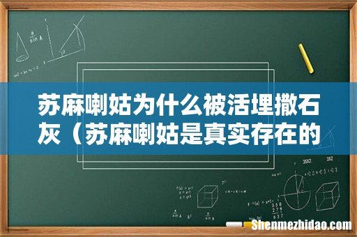 苏麻喇姑是真实存在的吗 苏麻喇姑为什么被活埋撒石灰
