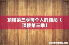 顶楼第三季 顶楼第三季每个人的结局