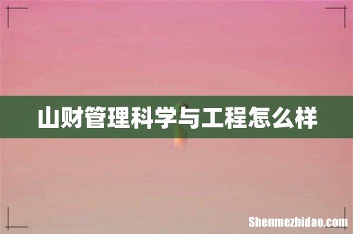 山财管理科学与工程怎么样
