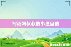写汤姆叔叔的小屋目的