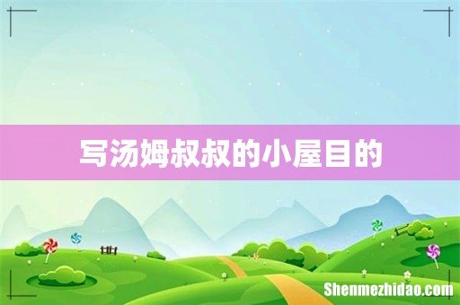 写汤姆叔叔的小屋目的
