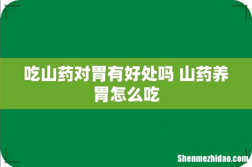 吃山药对胃有好处吗 山药养胃怎么吃