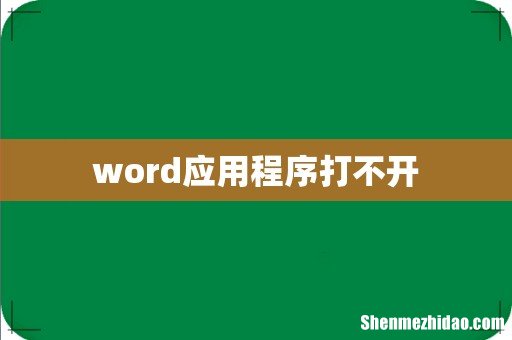 word应用程序打不开