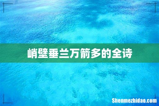 峭壁垂兰万箭多的全诗