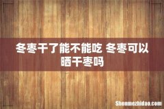 冬枣干了能不能吃 冬枣可以晒干枣吗