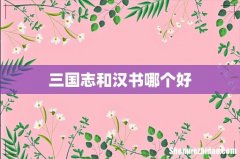 三国志和汉书哪个好