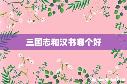 三国志和汉书哪个好