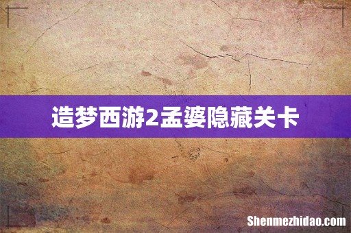 造梦西游2孟婆隐藏关卡