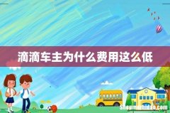 滴滴车主为什么费用这么低