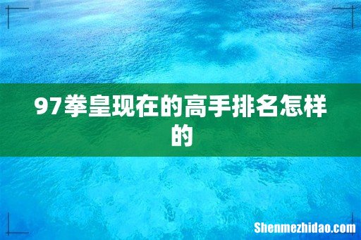 97拳皇现在的高手排名怎样的