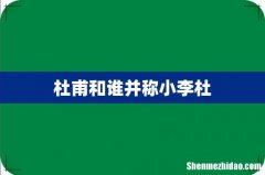 杜甫和谁并称小李杜