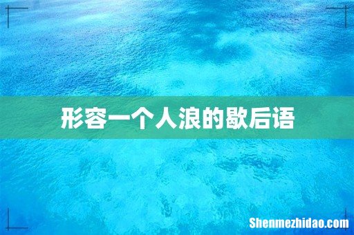 形容一个人浪的歇后语