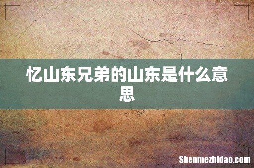 忆山东兄弟的山东是什么意思