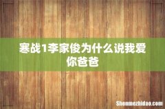 寒战1李家俊为什么说我爱你爸爸