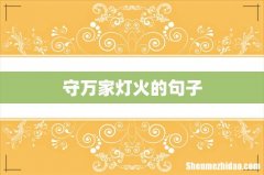 守万家灯火的句子