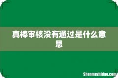 真棒审核没有通过是什么意思