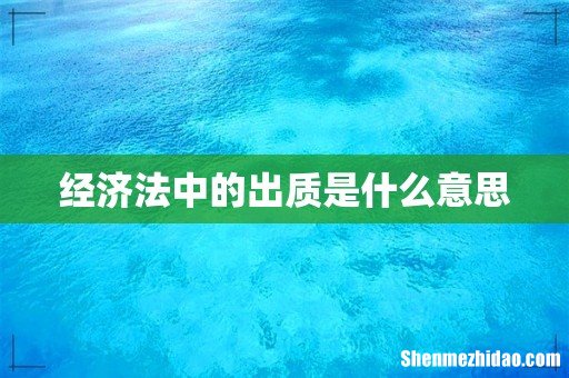 经济法中的出质是什么意思