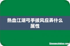 热血江湖弓手披风应弄什么属性