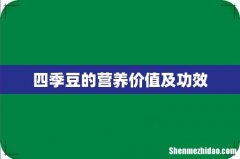 四季豆的营养价值及功效