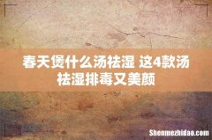 春天煲什么汤祛湿 这4款汤祛湿排毒又美颜