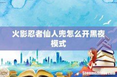火影忍者仙人兜怎么开黑夜模式
