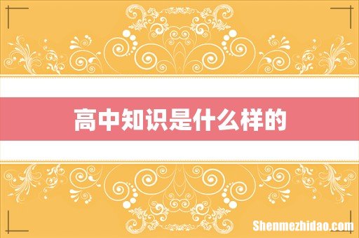 高中知识是什么样的
