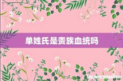 单姓氏是贵族血统吗