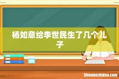 杨如意给李世民生了几个儿子