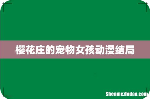 樱花庄的宠物女孩动漫结局