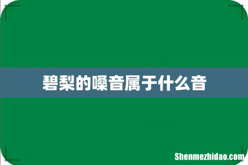 碧梨的嗓音属于什么音
