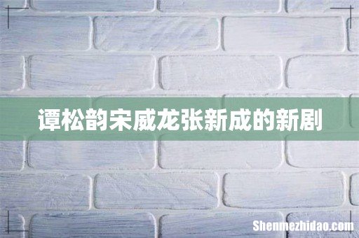 谭松韵宋威龙张新成的新剧