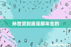 孙世贤到底是那年生的
