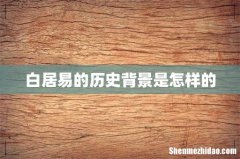 白居易的历史背景是怎样的