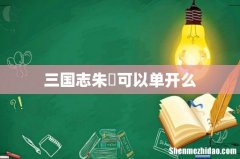 三国志朱儁可以单开么