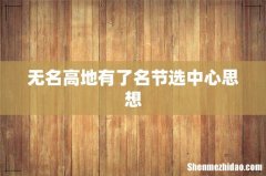 无名高地有了名节选中心思想