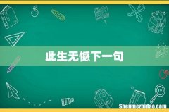 此生无憾下一句