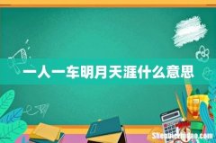 一人一车明月天涯什么意思