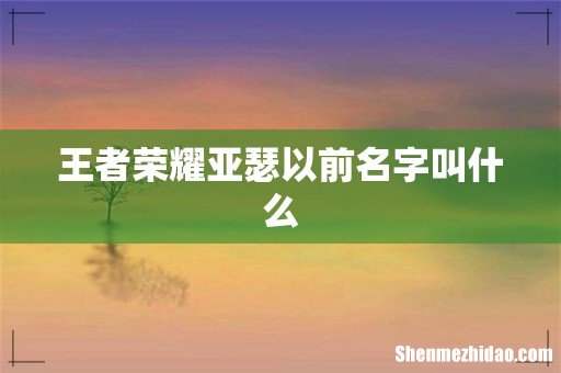 王者荣耀亚瑟以前名字叫什么