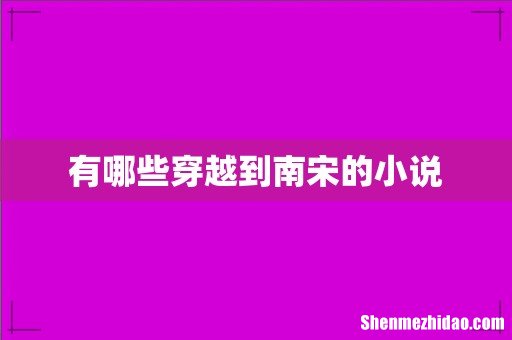 有哪些穿越到南宋的小说