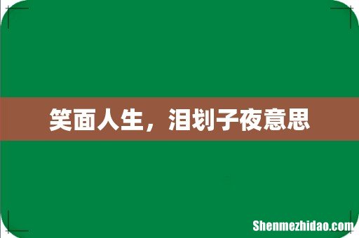 笑面人生,泪划子夜意思