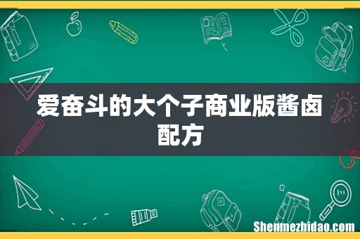 爱奋斗的大个子商业版酱卤配方
