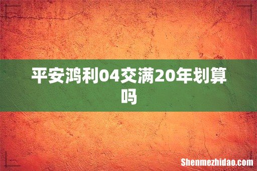 平安鸿利04交满20年划算吗