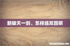 新破天一剑、怎样练双四啊